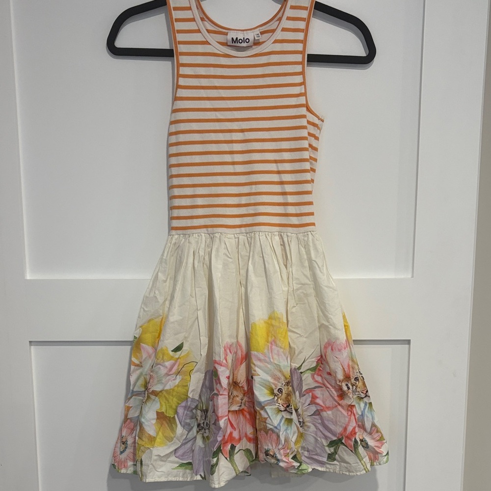 Molo Striped Orange and Floral Kids Dress